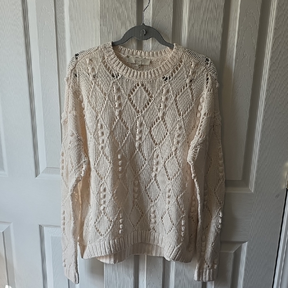LOFT Cream Diamond Knit Women's Sweater